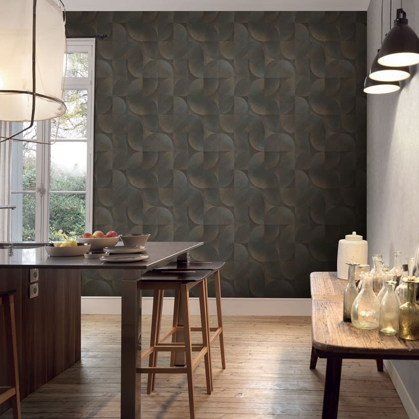 3D-tapet, tapet med retromönster, non-woven tapet Erismann Martinique svart