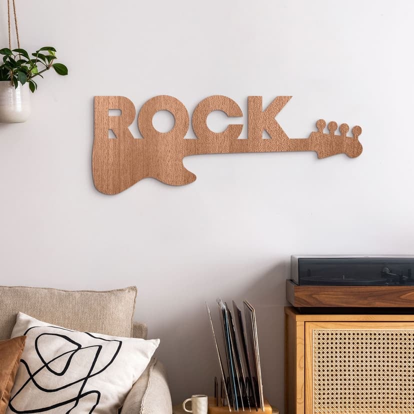 Väggdekoration gitarr rock - Väggdekorationer i trä mahogny