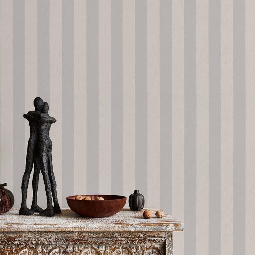 Randig tapet, non-woven tapet Erismann Versailles taupe, silver