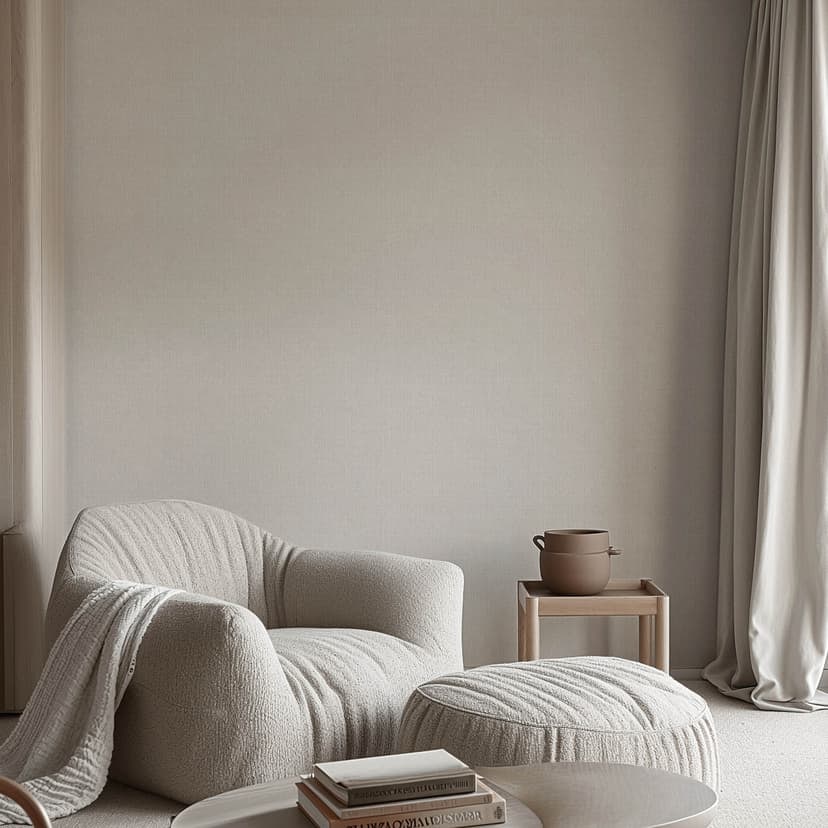 Icke-vävd tapet beige grå i linne ser diskret modern ut för tidlösa vardagsrum