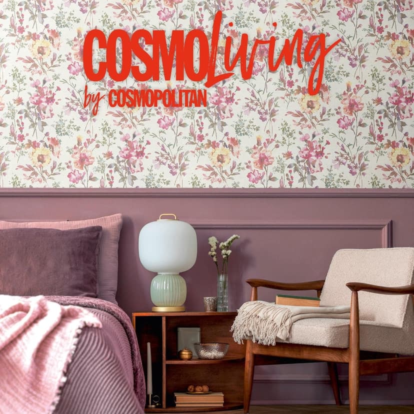 COSMOPOLITAN blommig tapet vitrosa - blommig Icke-vävd tapet akvarell vardagsrum