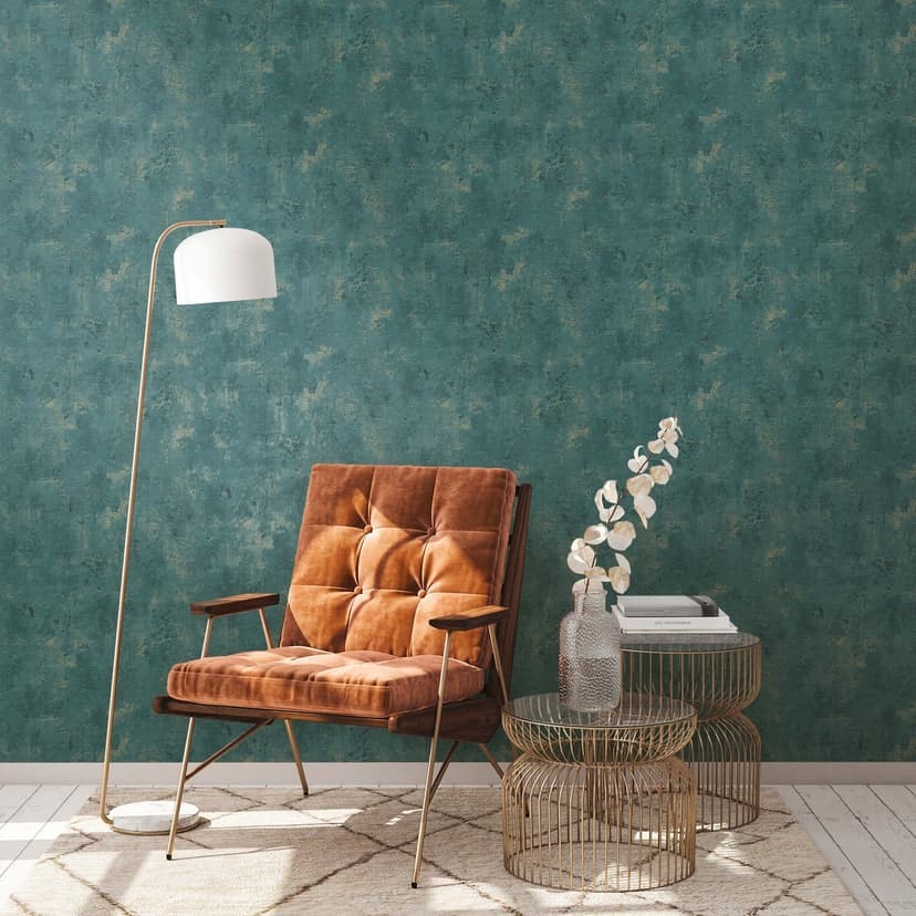 Petrol guld non-woven tapet betong look vintage betong tapet gips look prov