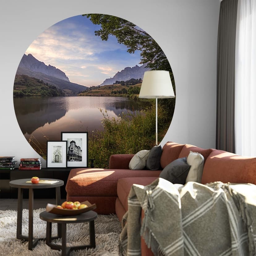 Cuadrado - Paradise Pond - Fototapet, rund - non-woven tapet/självhäftande non-woven tapet