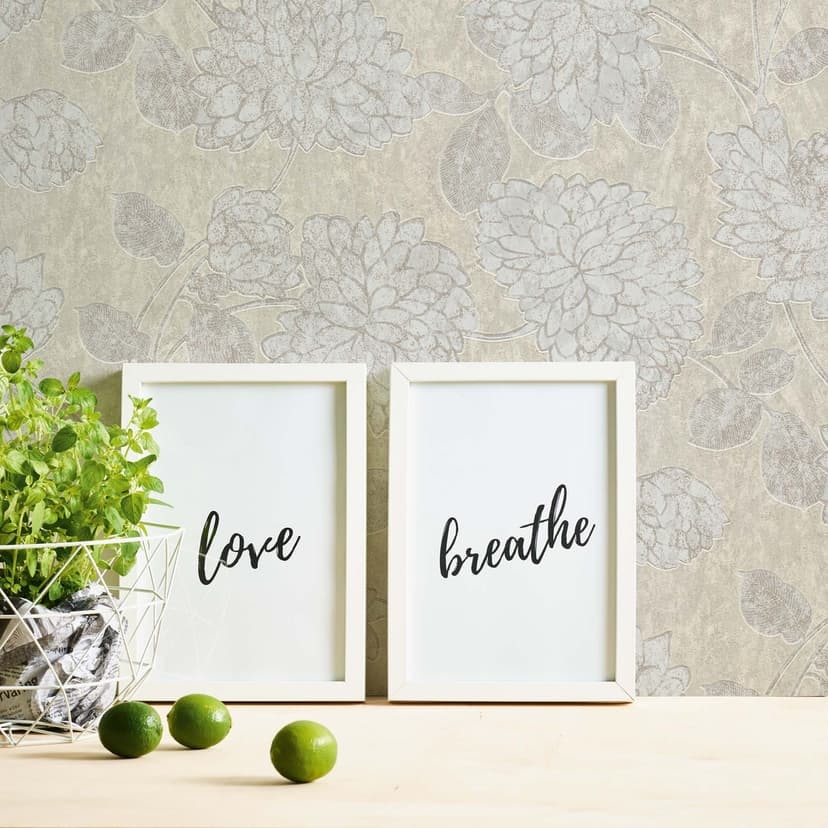 Blommig beige vit tapet - non-woven tapet A.S. Création