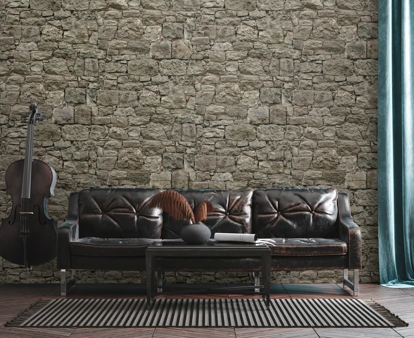Fototapet i sten grå beige - non-woven tapet Industrial Livingwalls - matt och slät