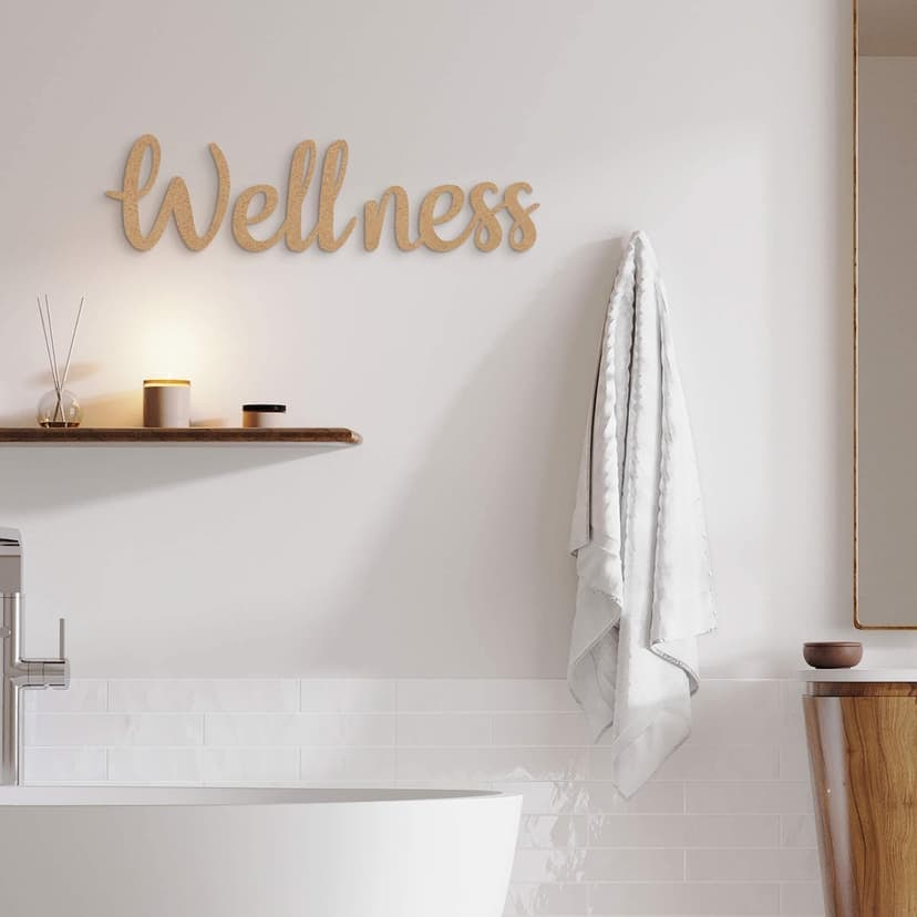 3D-bokstäver Wellness (3 delar) - MDF-bokstäver natur