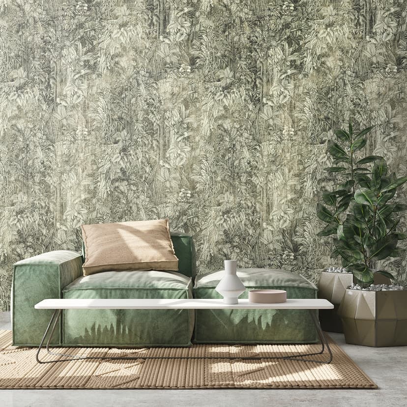 Fototapet gröngrå - non-woven tapet retro vintage Livingwalls - matt och slät