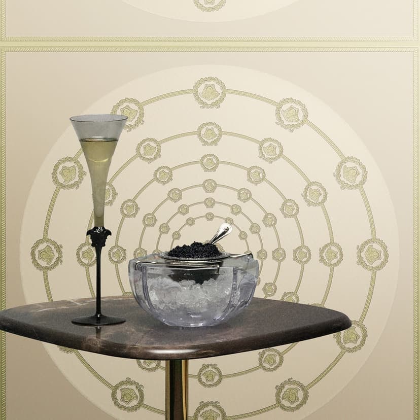 Versace Icke-vävd tapet I Love Baroque Medusa Circles Grey Green elegant
