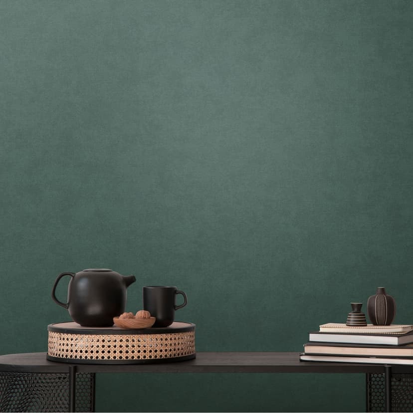 Strukturerad tapet mörkgrön enfärgad - modern vanlig non-woven tapet grön