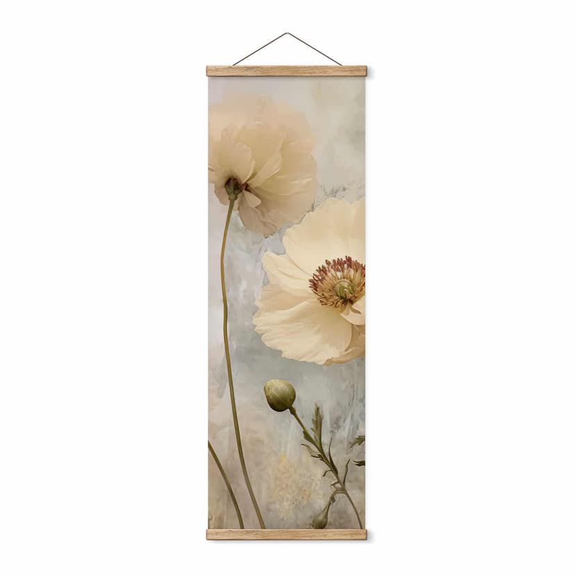 Textil poster Blomsterprakt i varma pastellfärger - Paksoylu - Panorama