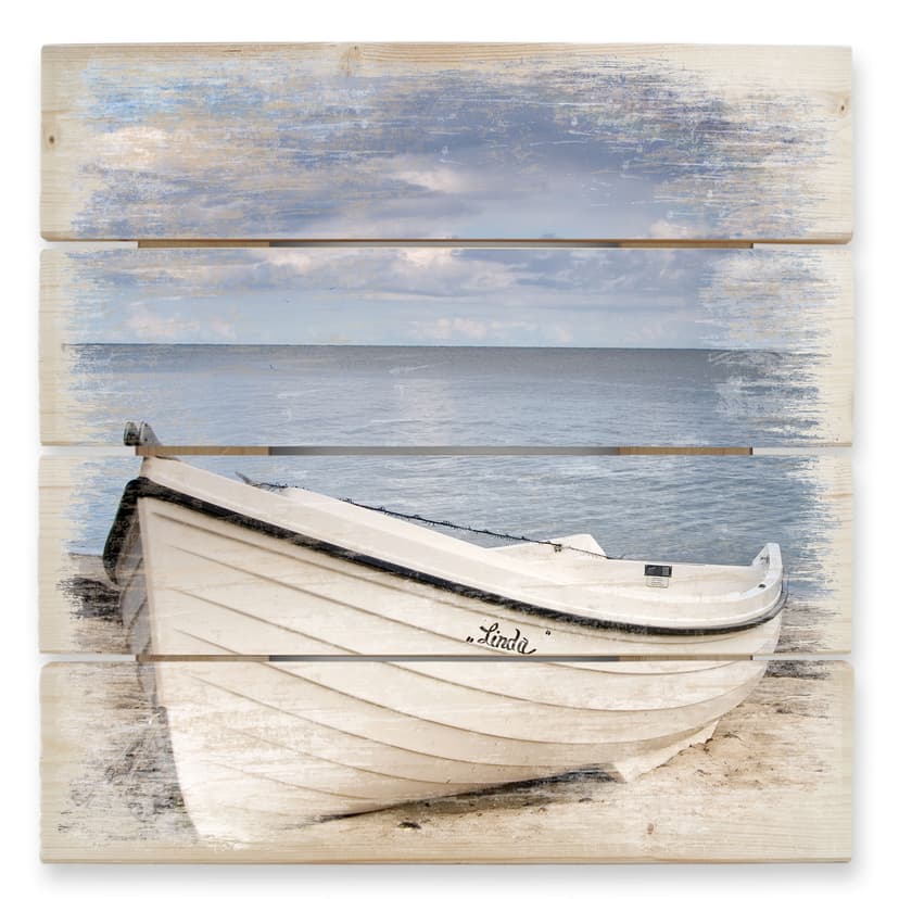 Trätavla "Strandidyll" - 40x41,5 cm
