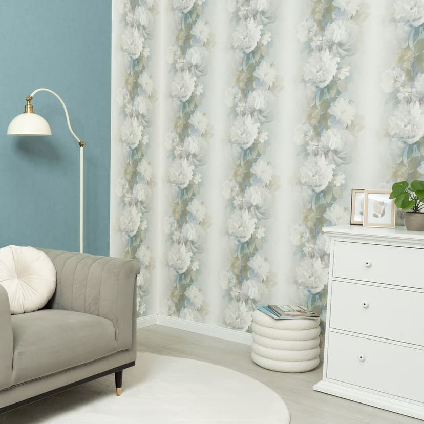 Icke-vävd tapet, tapet med blommotiv Aurora blå