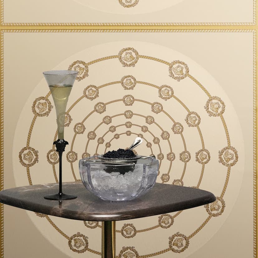 Versace Icke-vävd tapet I Love Baroque Medusa Circles Beige Gold elegant