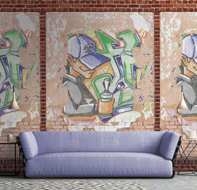 Graffiti brun beige - Fototapet i non-woven Industrial Livingwalls - matt och slät