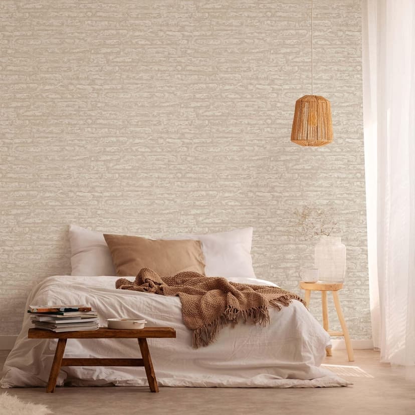 Sten effekt tapet brun vit - non-woven tapet A.S. Création