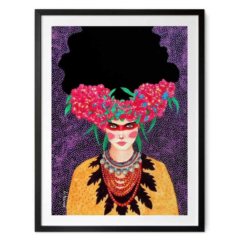 Poster kvinna med blomsterkrans och styrka - Hülya