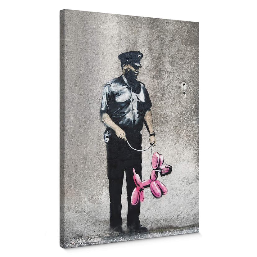 Canvastavla Banksy - Polisvakt Rosa ballong Hund