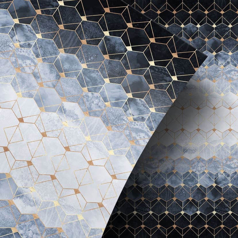 Foliera Möbler Fredriksson - Hexagoner: Blå och guld