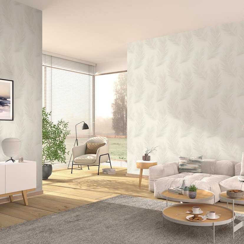 Icke-vävd tapet, tapet med bladmotiv Aurora beige