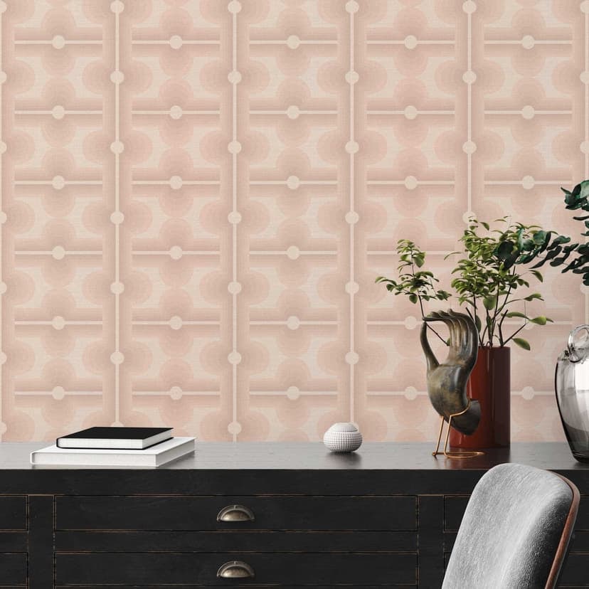 Vintage non-woven tapet kräm beige - retro mönster tapet grafisk - grafisk tapet