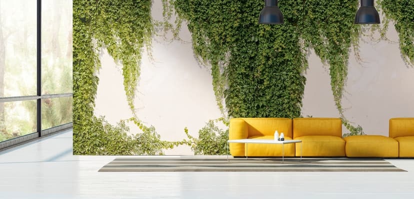 Ivy tapet väggmålning grön grädde - non-woven tapet Industrial Livingwalls - matt och slät